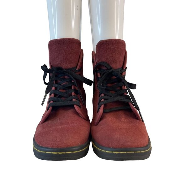 Dr Martens Women Shoreditch Combat Boots High Top Burgundy Fabric Lace Up US 7 - Picture 7 of 8